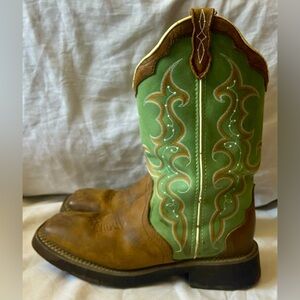 Justin Boots Green and Brown Heeled Boots